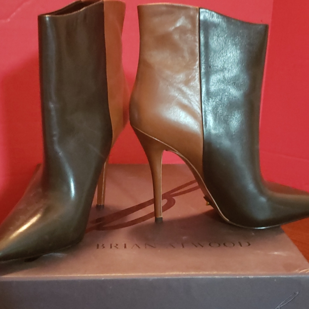 Brian Atwood Juna black and brown boots